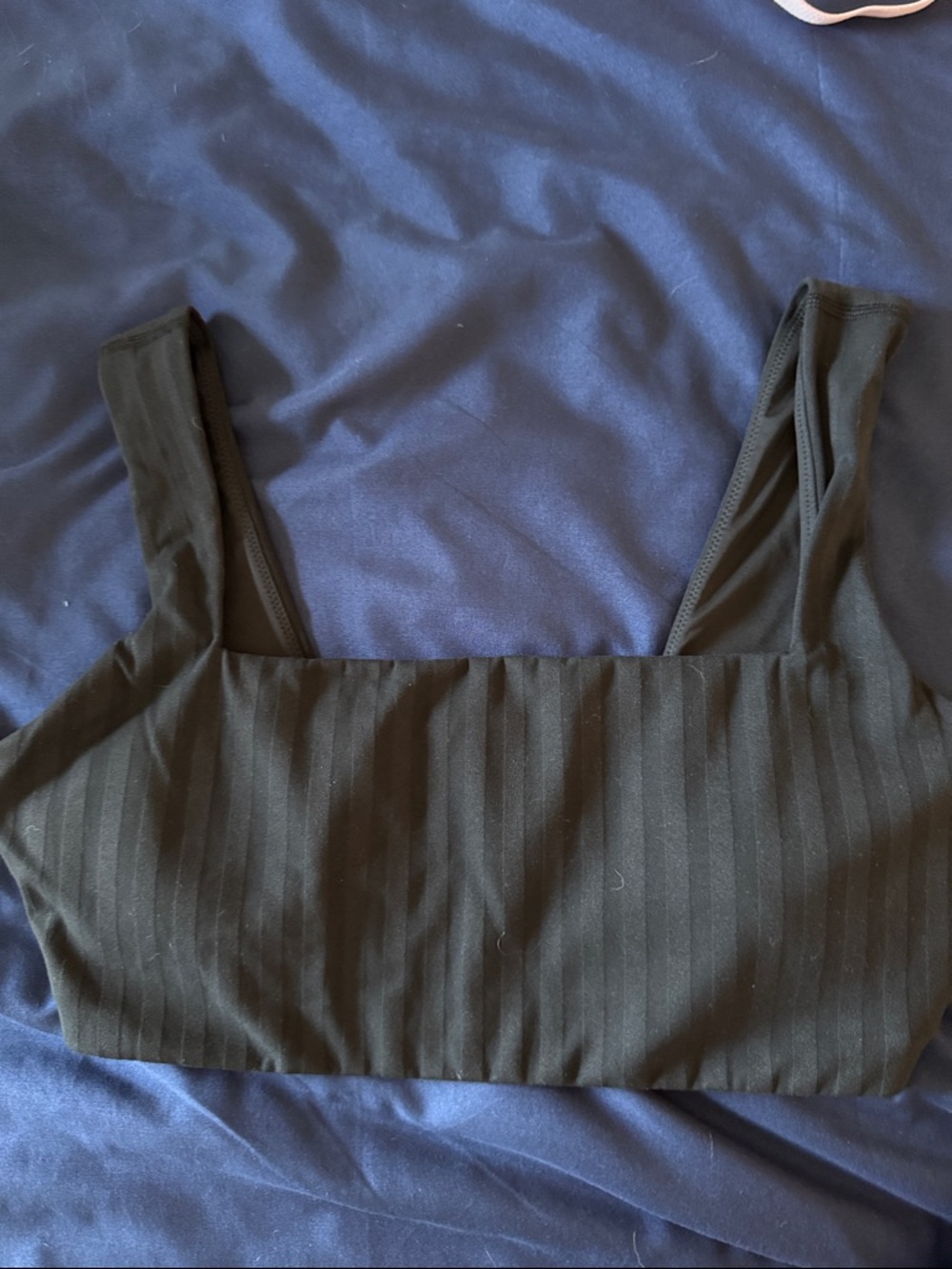 Lululemon Black Ribbed Square-Neck Cropped Tank Large